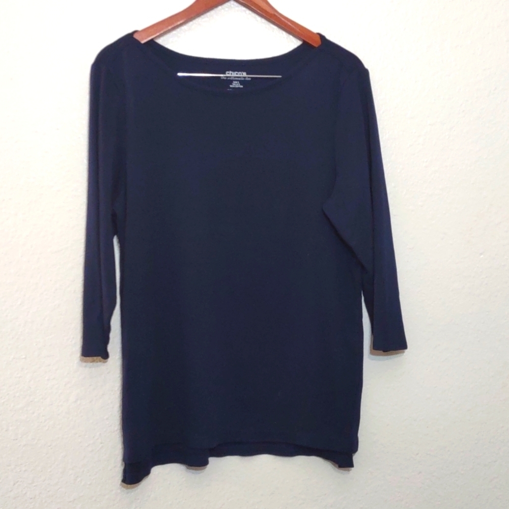 USED CHICO'S THE ULTIMATE TEE 3/4 SLEEVE TALL 3